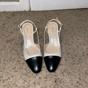 NWOT Nine West Women's Two-tone Black and Cream Slingback Heels